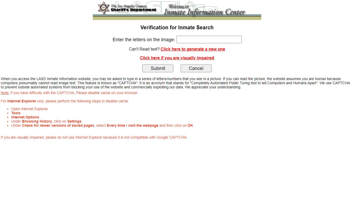 LASD Inmate Information Center - Inmate Search